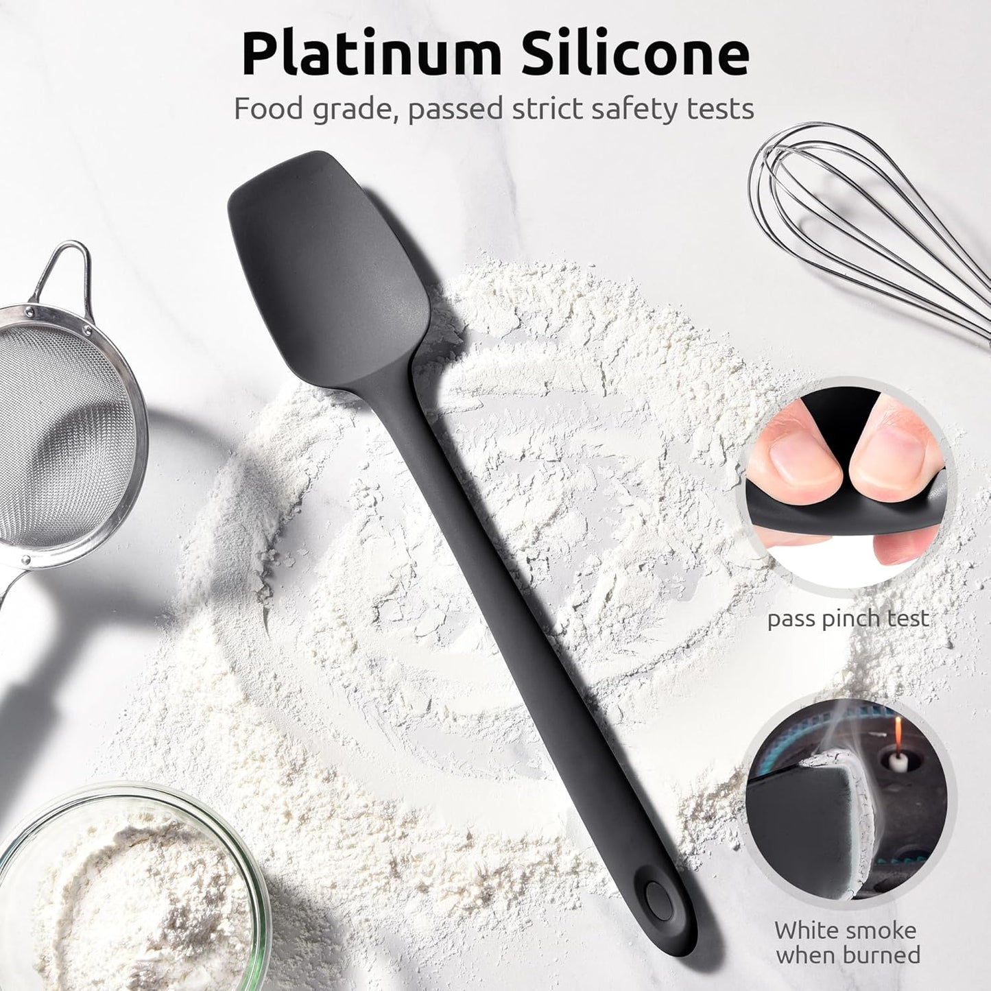 Heat Resistant Silicone Large Spatula: U-Taste 600ºF High Heat Flexible 11.38in Silicon Mixing Stirring Cooking Scraping Baking Bowl Scraper Seamless Spreader for Kitchen Nonstick Cookware (Aqua Sky)