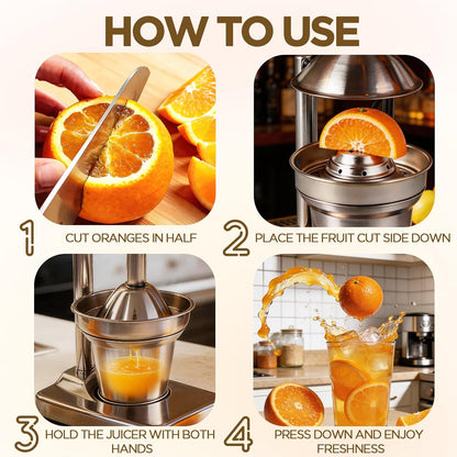 Cast Iron Juicer,Manual Juicer Hand Press,Orange Lemon Squeezer,Heavy Duty Manual Juicer,Professional Citrus Juicer Fruit Juice -Stainless Steel,Easy to Clean Black