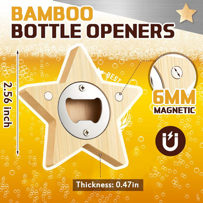 Vesici 100 Pcs Magnetic Bottle Opener 2.5in DIY Bamboo Round Shape Beer Openers Wooden Fridge Magnet Refrigerator Sticker Gift for Beer Lover Wedding Guest Kitchens Bars Parties