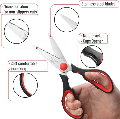 Mr. Pen- All Purpose Kitchen Shears with Protective Sheath, 8 Inch, Dishwasher Safe, Stainless Steel Food Scissors with Micro-Serrated Blades, Soft Grip Comfort Handle, Durable Utility Kitchen Shears