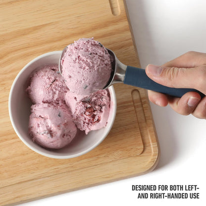 Calphalon Cookie Scoop, Stainless Steel Trigger Scoop for Cookie Dough, Ice Cream & Batter, Portion Control Kitchen Scoop with Release Mechanism, Taupe