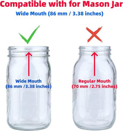 2 Pcs Juicer Lid for Mason Jar 3.38 inch Wide Mouth Stainless Steel Orange Lemon Hand Squeezer Manual Juicers