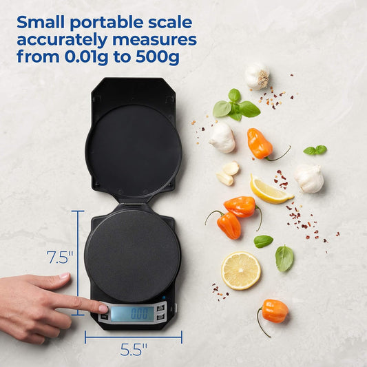 AWS Kitchen Pro 0.1g/0.001oz Precision Food Scale 5kg/11lb Digital Bowl Scale with Tempered Glass, | 2.72L Dishwasher-Safe Bowl, Tare, Timer, Clock & Room Temperature Display | Ultra Cooking Scale