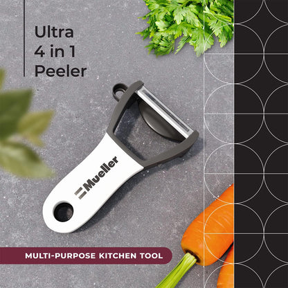 Mueller Ultra 4 in 1 Peeler Vegetable Peeler Kitchen Tool with Multiple Blades, Corn Stripper, Orange Peeler, Potato Eye Remover, Straight Blade Slicer