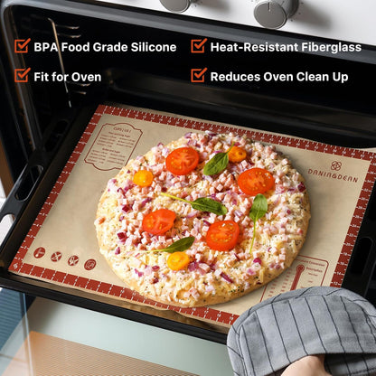 DANIA & DEAN [Pro Edition] 1.1mm Heavy-Duty Silicone Pastry Mat with 4.5mm Raised Edge, Exclusive Mom Theme 26"x16" Large Baking Mat for Rolling Dough, Non-Slip Spill-Proof Kneading Mat, Gift for Mom