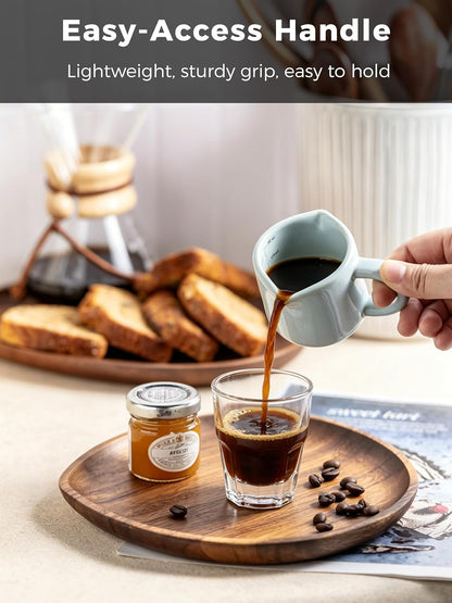 Espresso Cups Ceramic, 200ML Espresso Measuring Cup with Handle, Expresso Shots Cups with Scale, Espresso Accessories, White