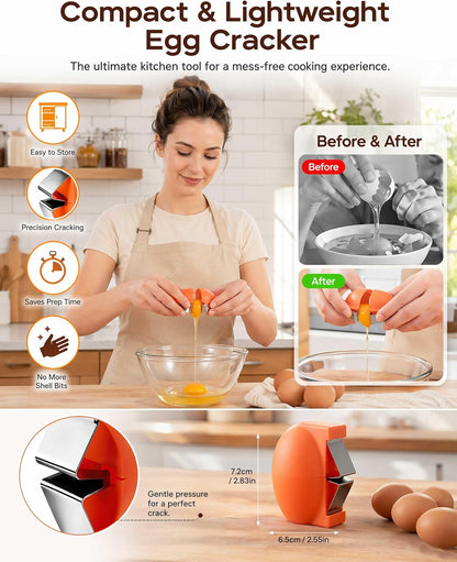 2026 Stainless Steel Egg Shell Opener Tool, Egg Cracker for Raw and Hard Boiled Eggs, Multifunctional Kitchen Gadget for Egg Separation and Shell Removal