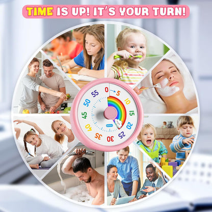 HIPPIH Visual Timer for Kids, 60 Minute Countdown Timers for Classroom Kitchen Office, Rainbow Disk Desk Timer Clock with Silent Operation, Pomodoro Timer Time Management Tools for Toddler ADHD Blue