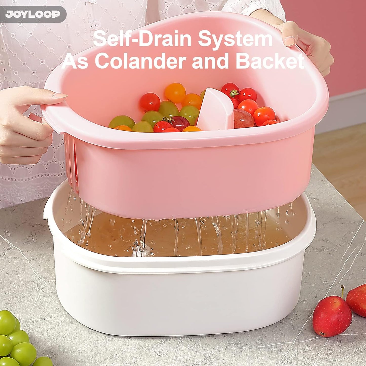 JOYMOOP Fruit Cleaner Spinner JOYLOOP, Large Fruit Washer Spinner, Fruit Cleaner Spinner with Fruit Washer Bowl, Vegetable Fruit Spinner Washer,Fruit and Vegetable Scrubber