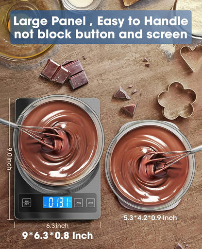Nicewell Food Scale, 22lb Digital Kitchen Scale Weight Grams and oz for Cooking Baking, 1g/0.1oz Precise Graduation, Stainless Steel and Tempered Glass