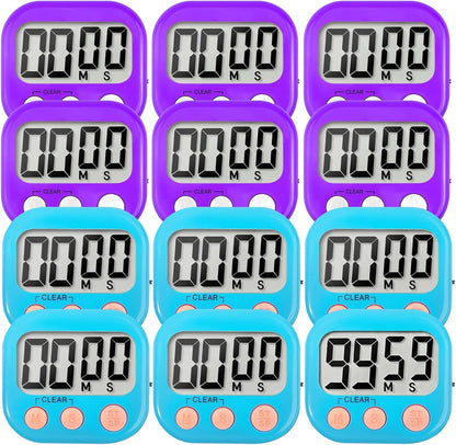 6 Pack Digital Kitchen Timer Small Classroom Timers for Kids Teachers (Blue&White)