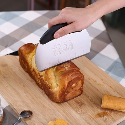 1 pcs Dough Pastry Scraper Chopper/Stainless Steel Dough Scraper Cutter with Ergonomic Rubber Non-Slip Grip/Dough Scraper Cutter/Pro Pastry Pizza Cutter Chopper (Pink)