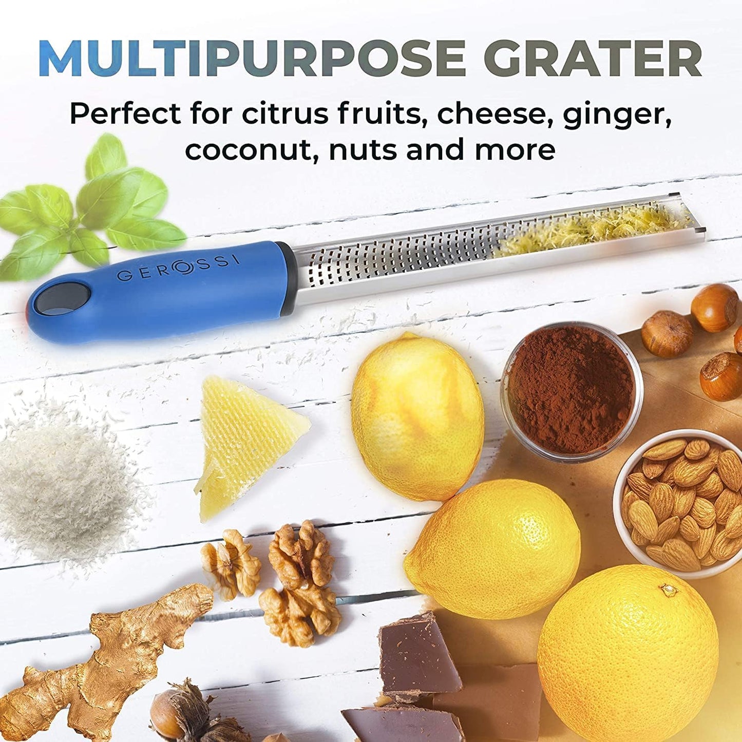 Stainless Steel Cheese and Citrus Zester Grater w/Extra Sharp Blade - Perfect for Lemons, Parmesan, Garlic, Chocolate - Spice Up any Kitchen Dish in Seconds with Your Premium Hand Held Shredder