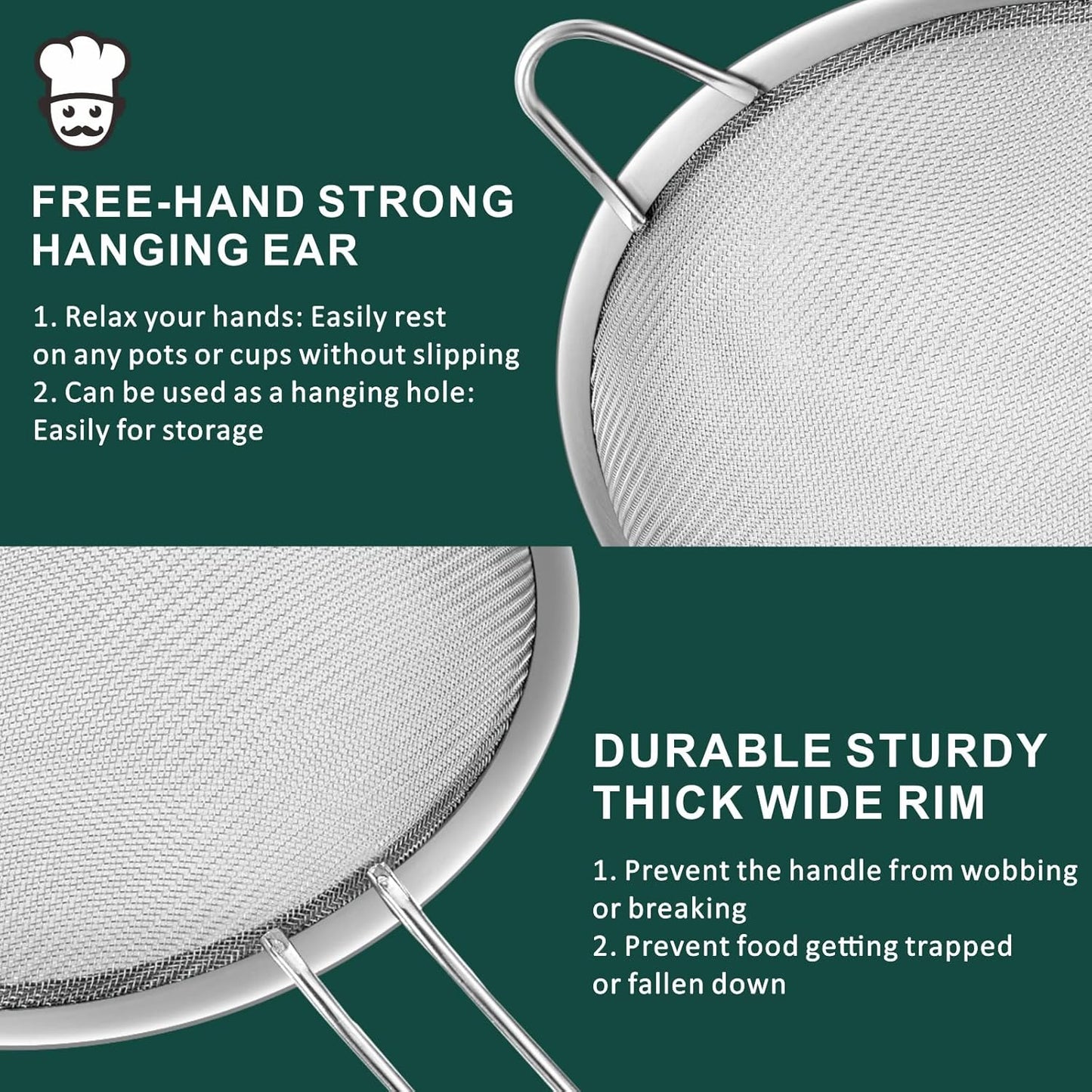Yimi 16.5 Inch Spider Strainer | Stainless Steel Kitchen Cooking Skimmer with Double Hook Long Handle | Spiral Wire Spoon Ladle with Reinforced Double Coil for Cooking and Frying, Ideal for Gift