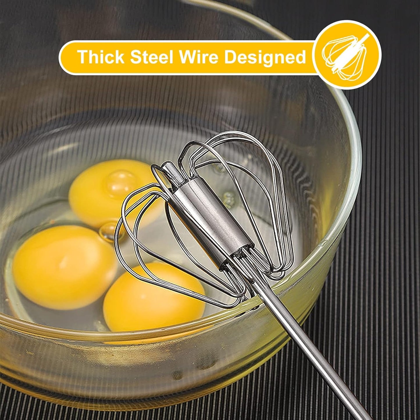 Egg Whisk, Upgraded Stainless Steel Semi Automatic Whisk,Hand Wisk Egg Beater Easy to Use for Making Cream, Blending, Whisking, Beating & Stirring (12 Inch)