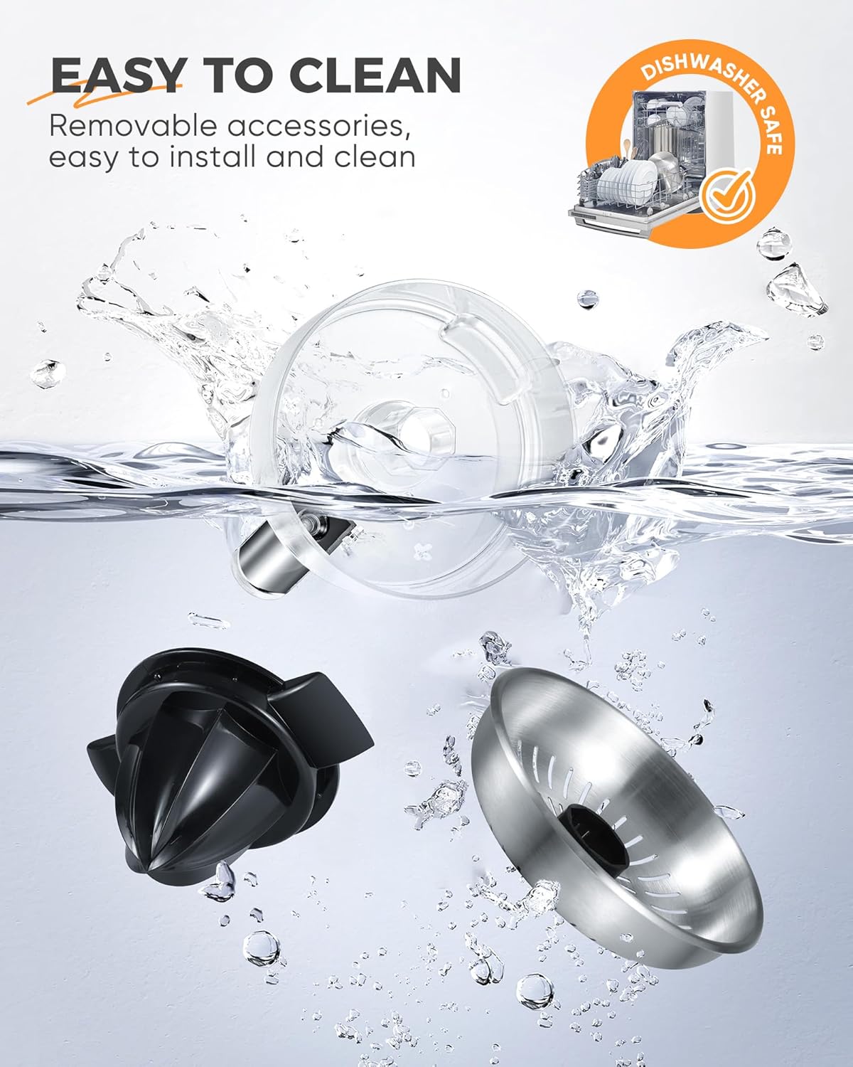 Electric Orange Juicer, Citrus Juicer Squeezer with 2 Interchangeable Cones, 160W Electric Juicer Machine with Stainless Steel Body & Transparent Juice Collector for Lime Grapefruit Lemon