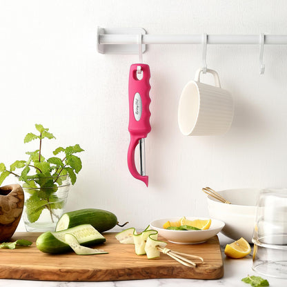 Spring Chef Premium Swivel Vegetable Peeler, Soft Grip Handle and Ultra Sharp Stainless Steel Blades - Perfect Kitchen Peeler For Veggie, Fruit, Potato, Carrot, Apple - Pink Lemonade