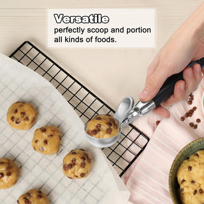 PATIKIL 4 Ounce Ice Cream Scoop with Trigger, 2 Pcs Stainless Steel Portion Cookie Scoop with Thumb Trigger for Cookie Dough Cupcake Batter Baking, Black