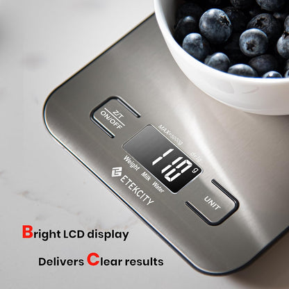 Etekcity Smart Food Kitchen Scale with Nutritional Calculator, Free App with 19 Nutrients Tracking, Calorie, Marco, Digital grams and ounces for weight loss, Premium Stainless Steel, 11lb