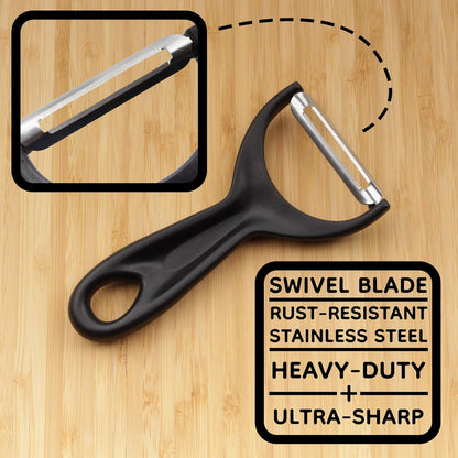 Y Shape 3-in-1 Serrated, Straight, Julienne Swiveled Multi-Blade Peeler - Green - 1 Peeler