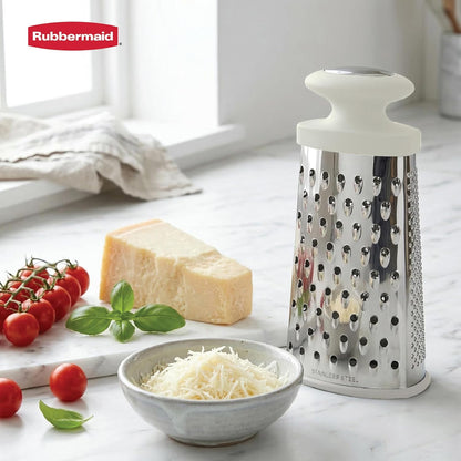Rubbermaid Stainless Steel Cheese Grater - 9.5" Oval Handheld Box Grater with EZ Grip Handle - Multi-Surface Food & Cheese Shredder | Zester & Graters for Kitchen - Dishwasher Safe, Black