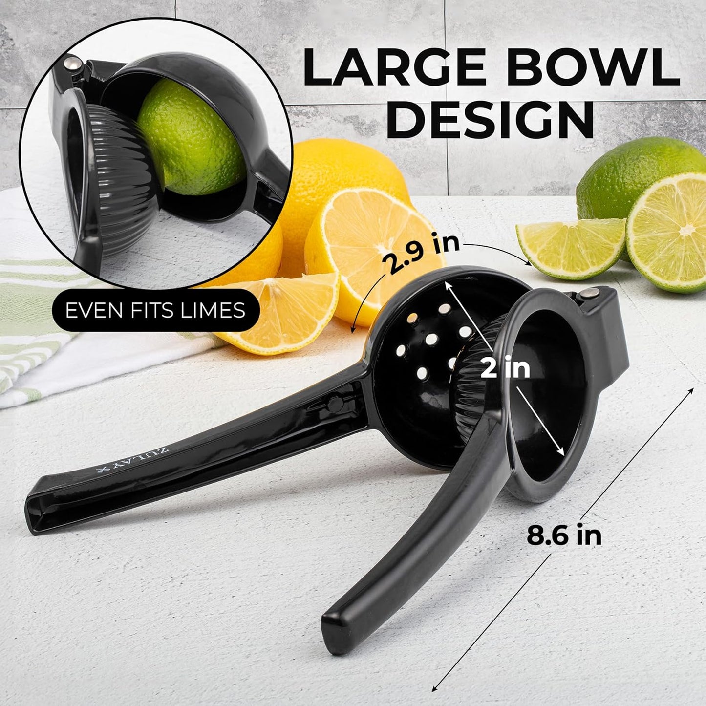 Zulay Kitchen Metal Lemon Squeezer - Handheld Lemon Juicer Squeezer - Easy to Use Citrus Juicer - Manual Press for Extracting the Most Juice Possible - Extracts Every Last Drop