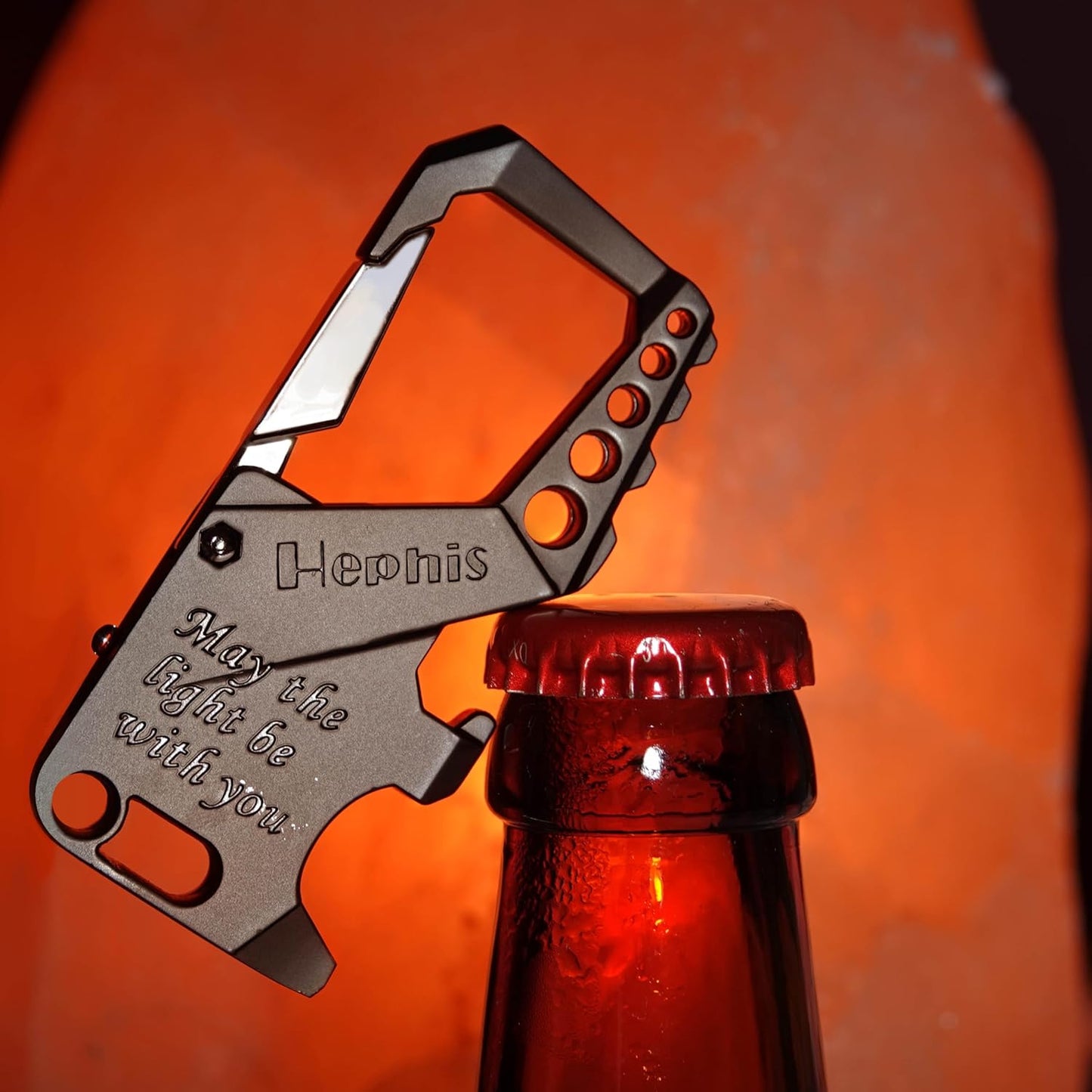 Hephis Skull Heavy Duty Key Chain,Car Emergency Escape Tool, Seat belt Cutter,Bottle Opener,Carabiner Car Key Chains