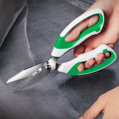 BoFuYuan Utility Scissors Heavy Duty: 8-Inch sharp Scissors All Purpose heavy duty, Serrated Blades Cut Carpet, Cardboard, Wire, Leather, Fabric, Multipurpose Shears for Kitchen, Garden, Office, Craft