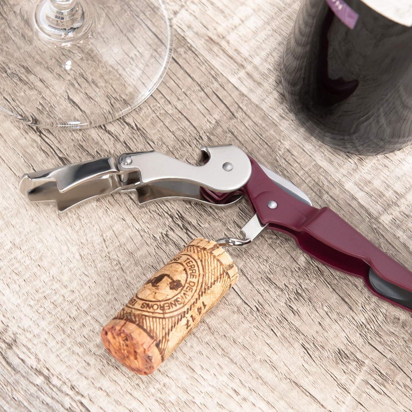HYZ 2-Pack Wine Opener Waiter Corkscrew, Professional Wine Key for Servers, Bartender, with Foil Cutter, Manual Wine Bottle Opener Double Hinged (Black)