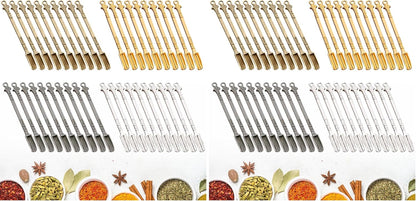 40 Pcs Mini Shovel Spoons,Tiny Spoons for Powder,Metal Spoon Power Scoop Tableware Charm Mini Pendant Spoon for Measuring Spices,Herbs,Powder,Coffee,Sugar