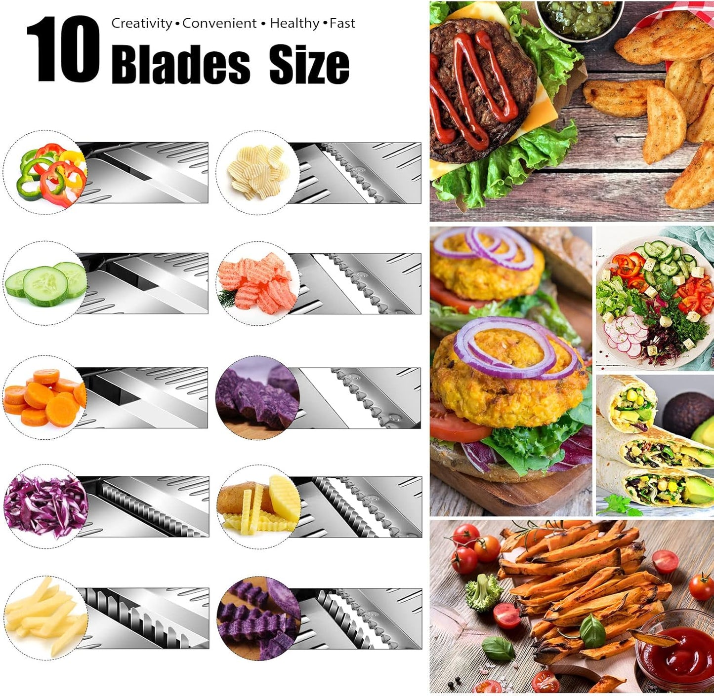 MASTERTOP Mandoline Slicer, 5 in 1 Mandoline Food Slicer for Kitchen,Stainless Steel Mini Vegetable Slicer with Safety Glove & Cleaning Brush,Adjustable Vegetable Chopper for Potatoes