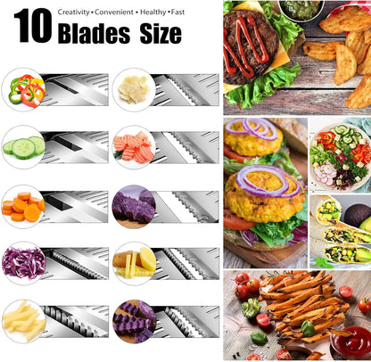 MASTERTOP Mandoline Slicer, 5 in 1 Mandoline Food Slicer for Kitchen,Stainless Steel Mini Vegetable Slicer with Safety Glove & Cleaning Brush,Adjustable Vegetable Chopper for Potatoes