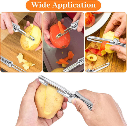 JIEYAO 2 Pack Stainless Steel Vegetable Peelers for Kitchen, Swivel Fruit Potato Peeler Ergonomic Rotary Peeler for Carrot Potato Fruit Dishwasher Safe Kitchen Tool