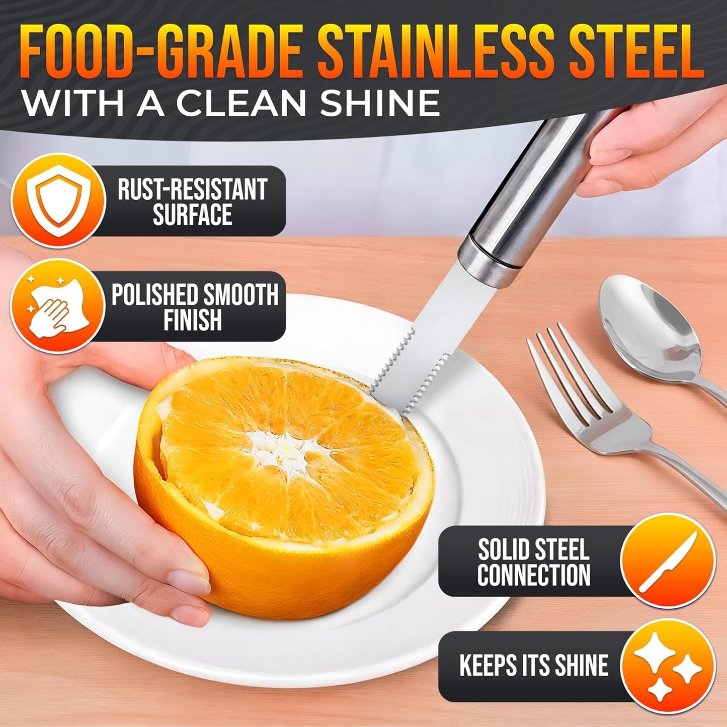 Grapefruit Knife Curved Serrated Double Blade – Stainless Steel Citrus Fruit Sectioning Knife & Peeler, Ergonomic Handle, Dishwasher Safe Kitchen Tool for Grapefruits, Oranges, Lemons & Citrus Prep
