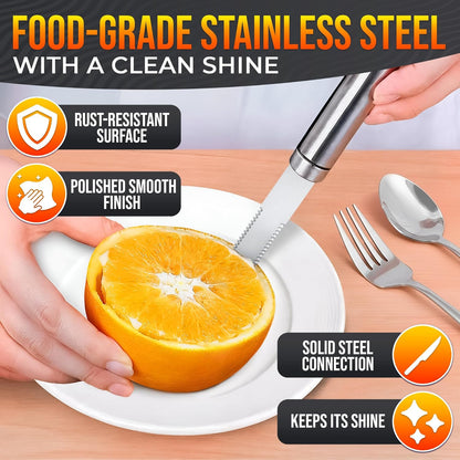 Grapefruit Knife Curved Serrated Double Blade – Stainless Steel Citrus Fruit Sectioning Knife & Peeler, Ergonomic Handle, Dishwasher Safe Kitchen Tool for Grapefruits, Oranges, Lemons & Citrus Prep