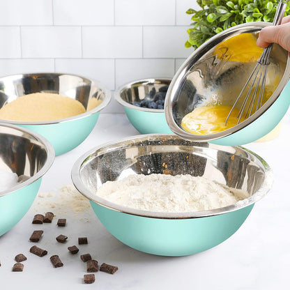 WHYSKO Meal Prep Stainless Steel Mixing Bowl (5-Piece Set) Home, Refrigerator, and Kitchen Food Storage Organizers | Ecofriendly, Heavy Duty, No Lids