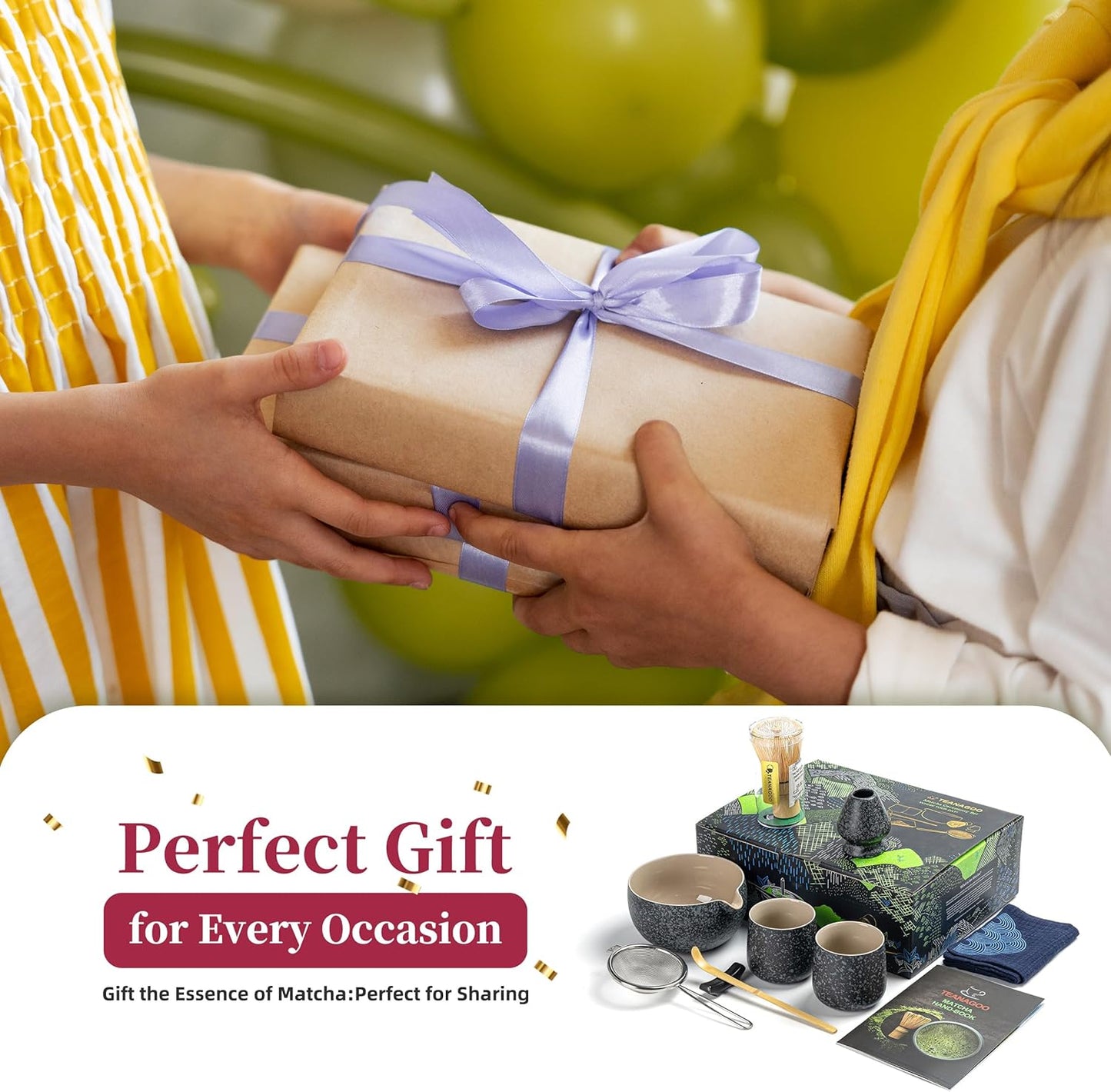 TEANAGOO Matcha Whisk Set,7 Pcs Matcha Start Set Lt.Grey,Matcha Kit for Ceremony,Matcha Tea Set with Whisk and Bowl with All Accessories,Gift for Friend/Family