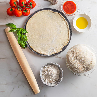 French Rolling Pin for Baking - AMPSEVEN Wooden Rolling Pin Dough Roller for Pizza Fondant Pasta Dumpling tortillas (20cm(7.9inch))