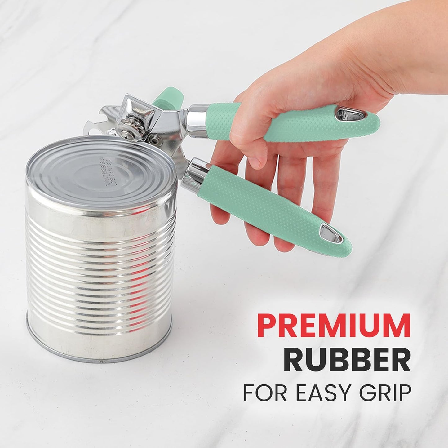 Zulay Kitchen Can Opener with Large Bottle Opener - Heavy Duty Stainless Steel Manual Can Opener with Turn Knob and Soft Grip Handles - Black