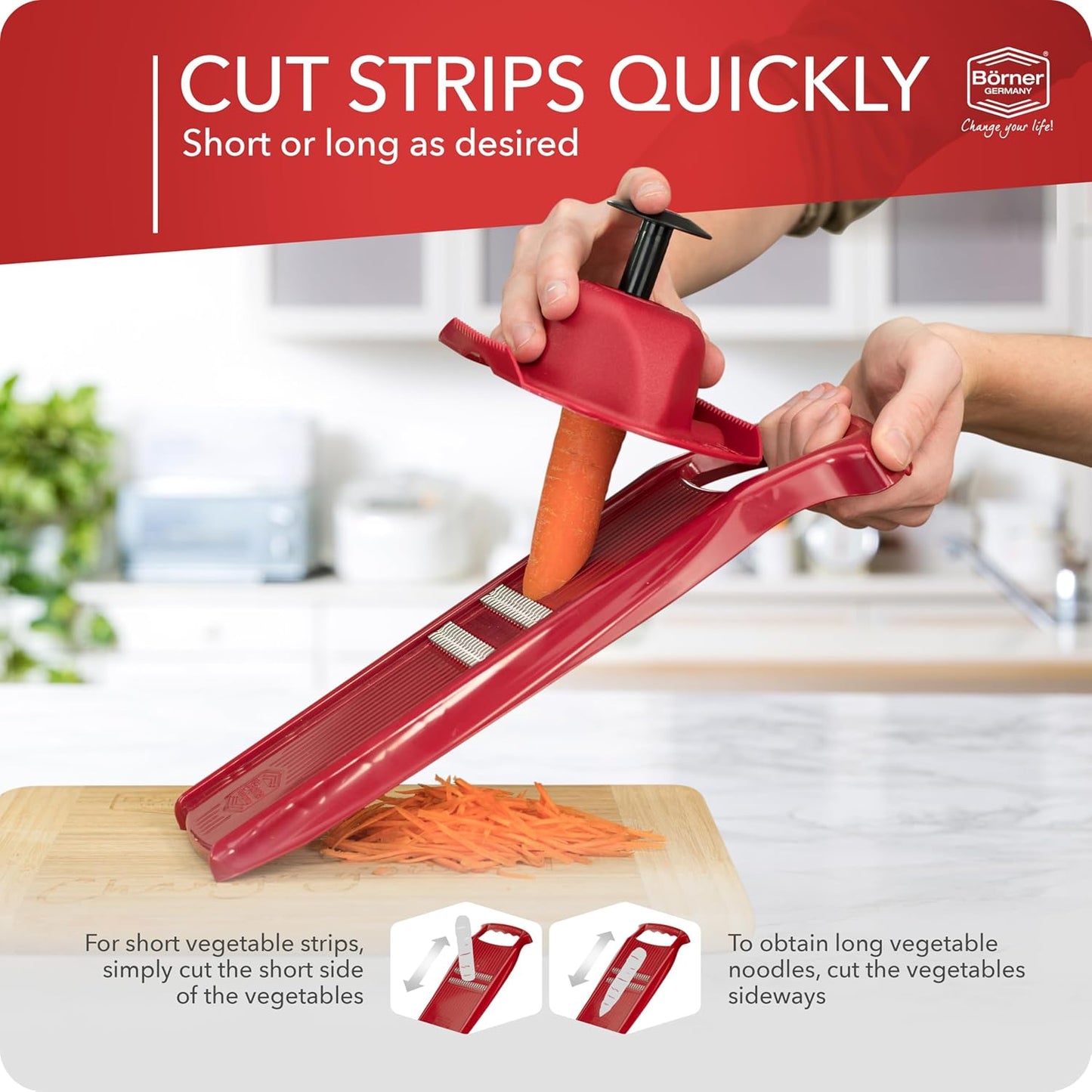BORNER Roko PowerLine | Vegetable Grater Börner - Quality Made in Germany, Color:Orange