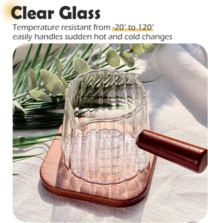 Espresso Measuring Cup with Handle, Espresso Pouring Cup, Espresso Shot Cup, 3oz Glass Measuring Cup For Coffee, Milk, Tea, Baking and Cooking (Clear 90ml)