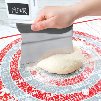 Tovolo Bench Scraper With Measurement Guide, Dough Divider With Offset Blade, Pastry Scraper With Ruler, Ergonomic Baking Tool, Dishwasher-Safe & BPA-Free, Charcoal
