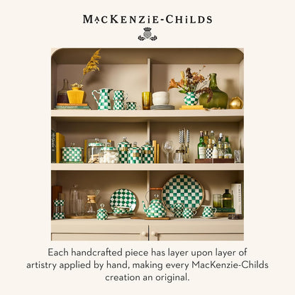 MACKENZIE-CHILDS Silicone Spatulas with Wooden Handles, Silicone Kitchen Spatula Set, 9 Inches and 12.75 Inches, Set of 2, Green-and-White Emerald Check