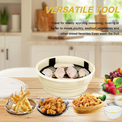 FJNATINH Collapsible Batter Bowl - Mess Free Better Breader Shaker Bowl with Lid Breading Shaker Container - Great for Fried Fish, Fried Chicken, Onion Rings, Wings & More,No Leak,Easy to Store