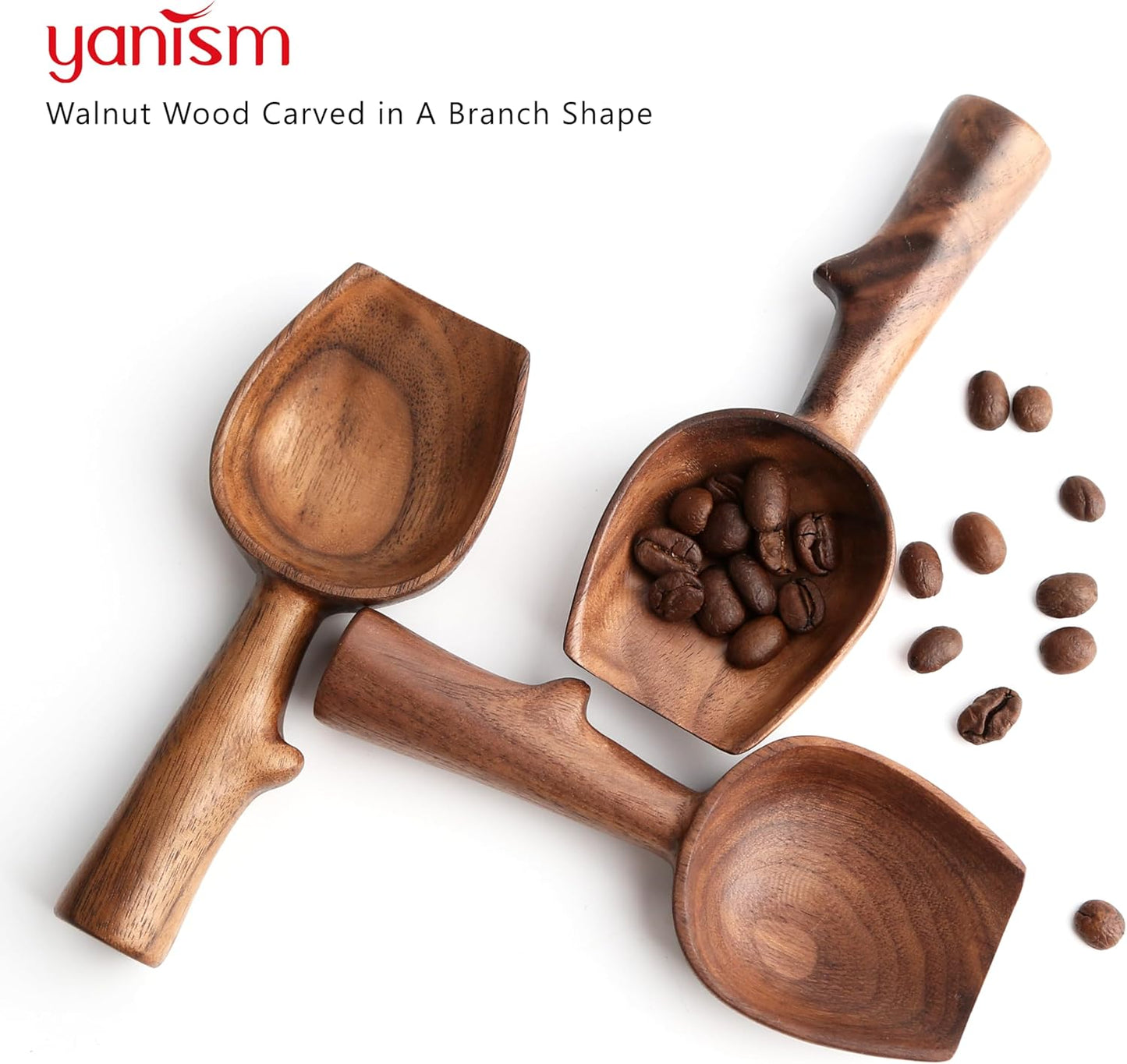Walnut Coffee Scoop,Wooden Coffee Bean Measuring Spoon,5g Capacity,Natural Wood Coffee Scoop for Tea,Sugar & Powder,Rustic Kitchen Gift for Coffee Lovers