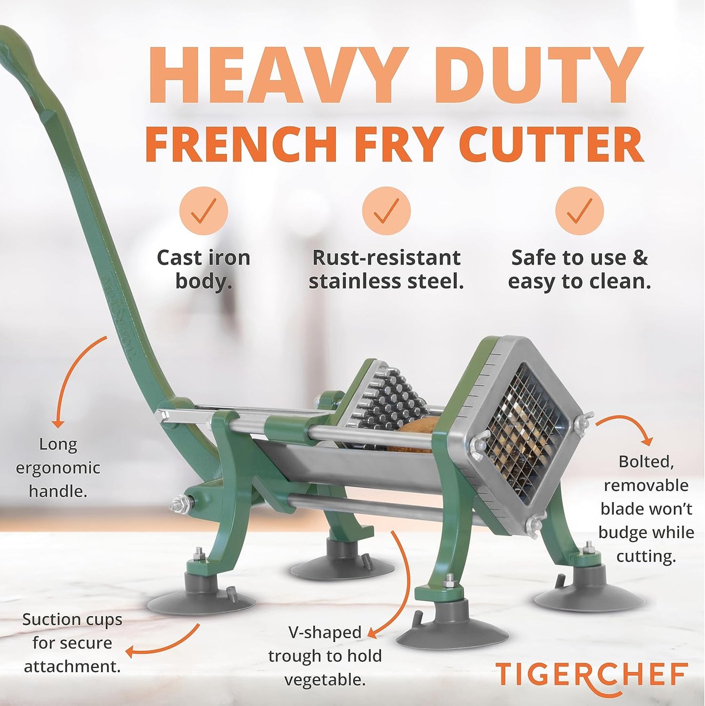 Tiger Chef Commercial Grade French Fry Cutter, Complete Combo Sets 15 Pieces,