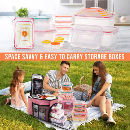 RockBerry 50 Pcs Large Food Storage Containers with Lids Airtight-85 OZ to small Containers-Total 526OZ Stackable Kitchen Set -BPA Free Leak proof containers- Freezer Microwave safe