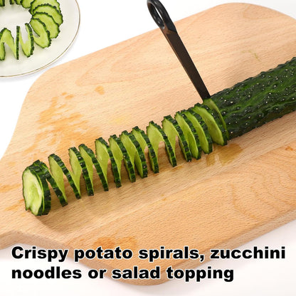 3pcs Vegetable Spiral Cutter with V-Cutter & Peeler Set, Manual ABS Plastic Spiralizer Slicer & Zinc Alloy Peeler Practical Kitchen Knife Tool for Potatoes Carrots Cucumbers Fruits
