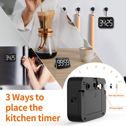 VOCOO Magnetic Kitchen Timer for Cooking with Count Up Countdown, Digital Timer Battery Powered with Large Display, 2 Brightness and Volume Levels for Classroom, Teacher, Kids (Red)