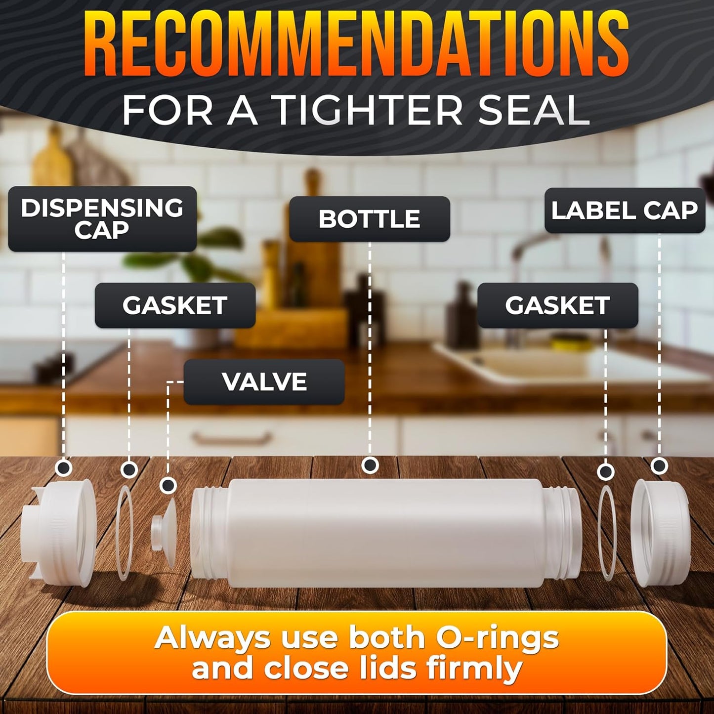 6 Pcs Condiment Squeeze Bottles 16 Oz - 9.2x2.44" Clear Bottles With Self-Closing Valve, Flexible, Easy to Clean and Fill - Dispenser for Sauces and Dressings